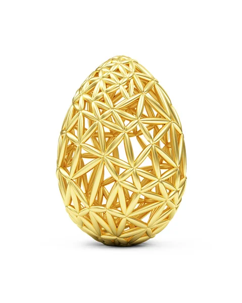 Grande Uovo Pasqua Oro Con Motivo Ornamentale Isolato Sfondo Bianco — Foto Stock