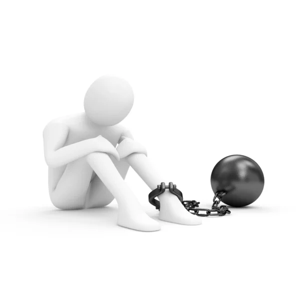 3d Man with Heavy Ball and Chain — Stock Photo, Image