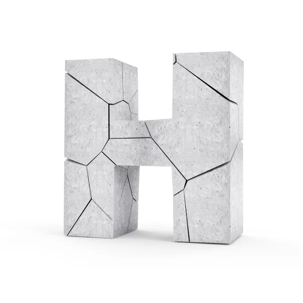 Gebroken beton Letter H — Stockfoto