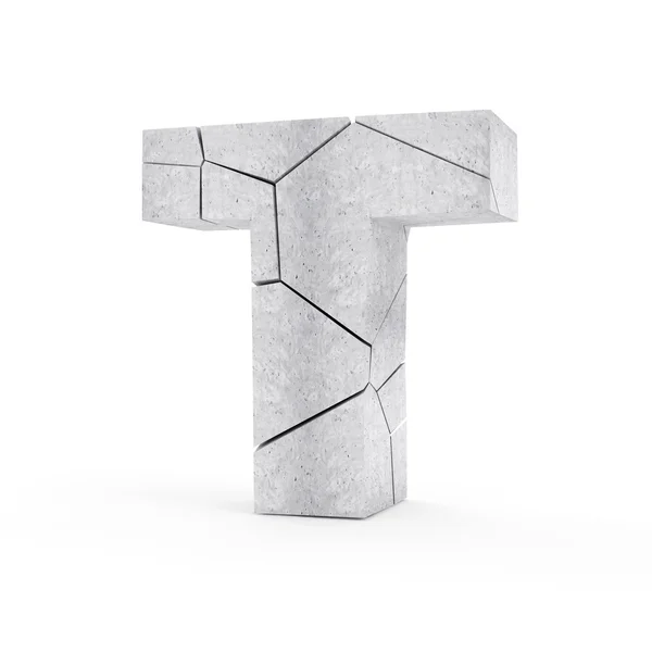 Gebroken beton Letter T — Stockfoto