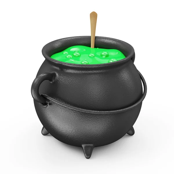 Witches Cauldron med gröna Potion — Stockfoto