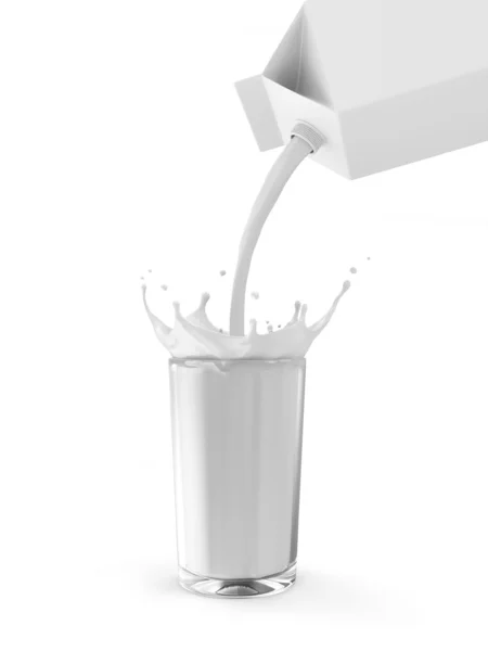Vaso de leche con chorro de verter — Foto de Stock