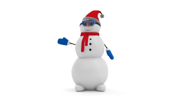 Gelukkig Snowman groet — Stockvideo