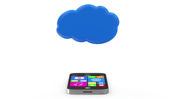 Pekskärm Smartphone synkronisera med moln — Stockvideo