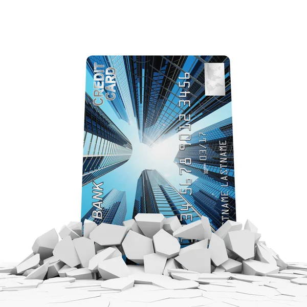 Credit Card Breaking Through Concrete — Stock Photo, Image