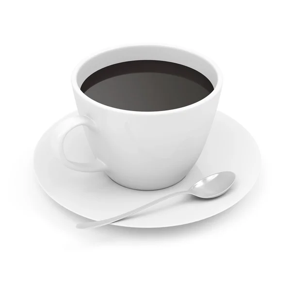 Taza de café en platillo con cuchara — Foto de Stock