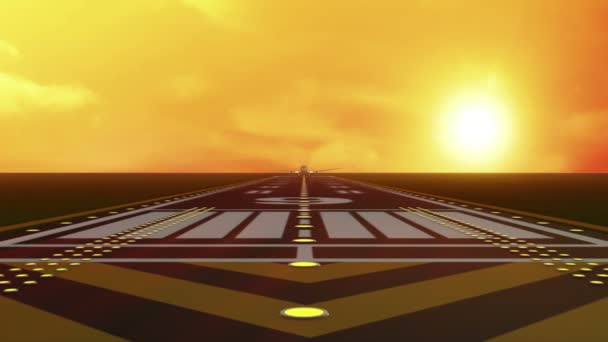 Flygplatsens landningsbana vid solnedgången. — Stockvideo