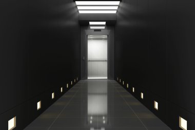 Kapalı kapılı modern asansör