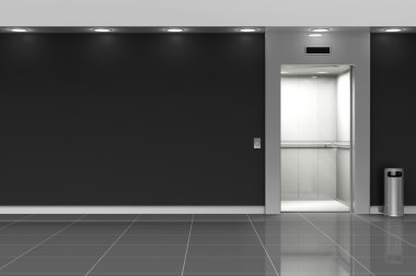 Asansör Hall iç ile açılan kapılar