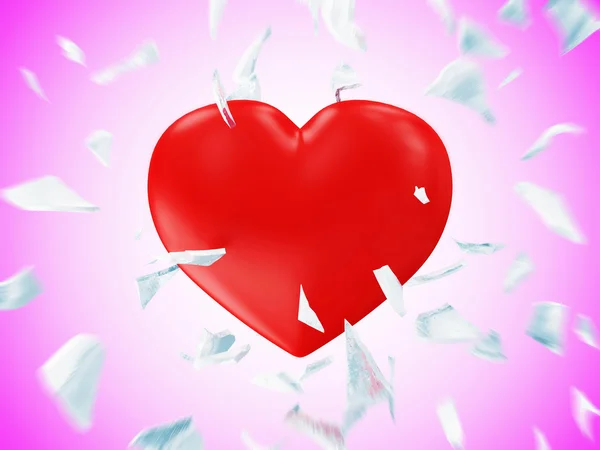 Broken Frozen Red Heart — Stock Photo, Image