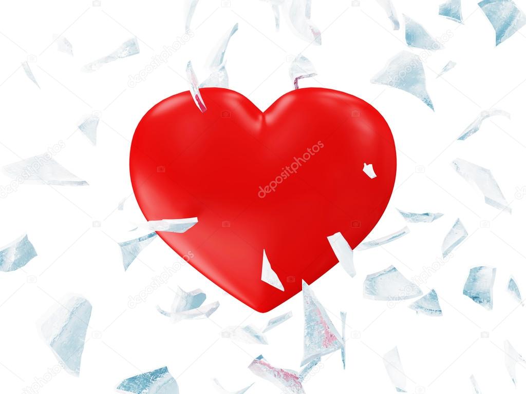 Broken Frozen Red Heart