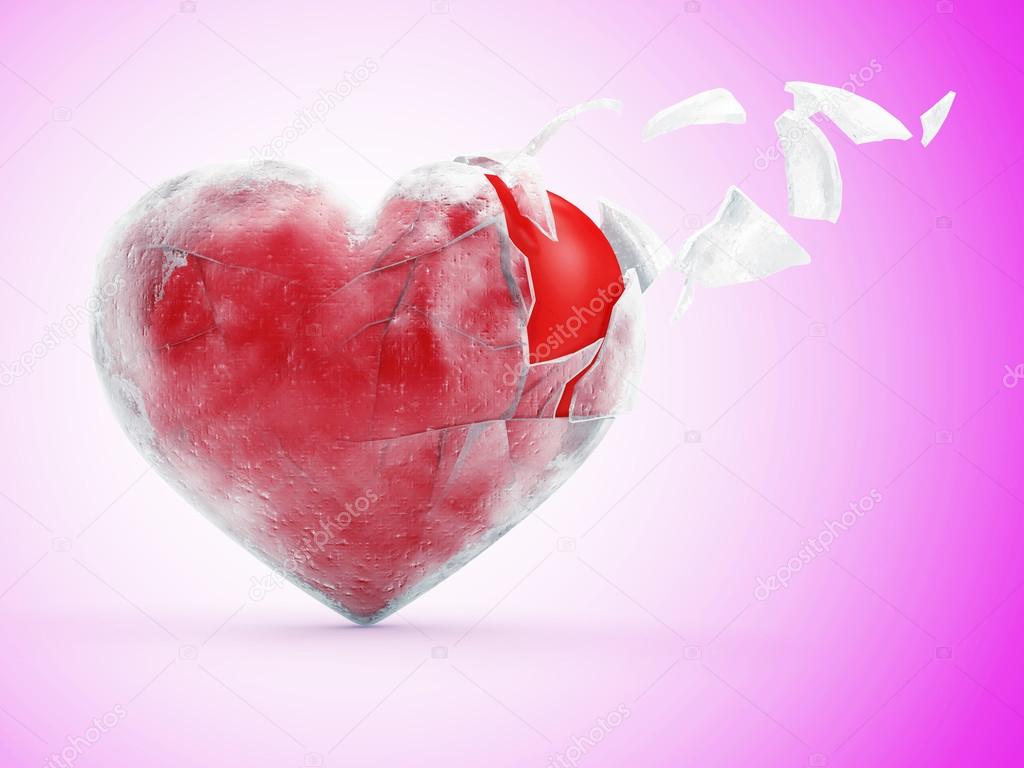 Broken Frozen Red Heart