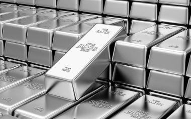 Stack of Silver Bars in Bank Vault clipart