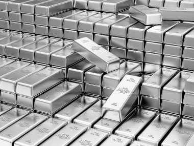 Stack of Silver Bars in Bank Vault clipart