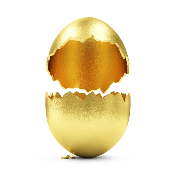 Huevo de oro grande roto vacío —  Fotos de Stock