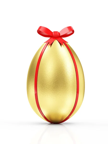 Golden Egg with Red Ribbon — Stock Photo, Image