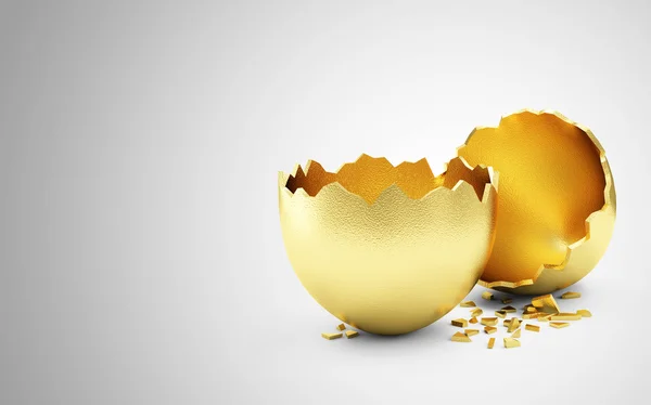 Grande uovo d'oro rotto vuoto — Foto Stock