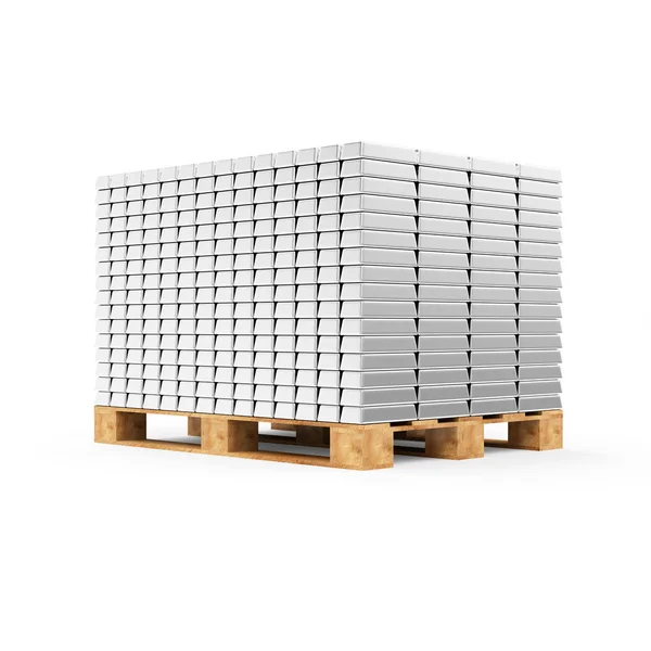 Stapel zilver Bars op houten Pallet — Stockfoto