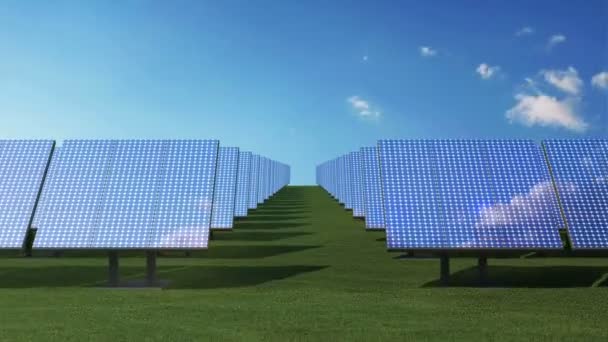 Αγρόκτημα σύγχρονη ηλιακούς συλλέκτες — Αρχείο Βίντεο