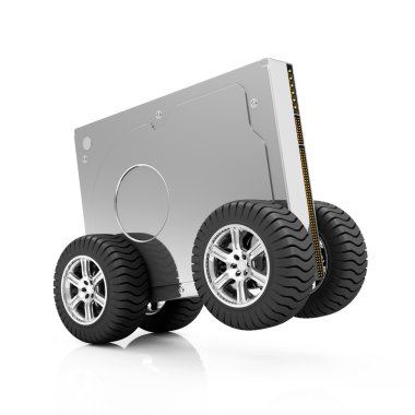 Modern Hard Disk Drive on Wheels clipart