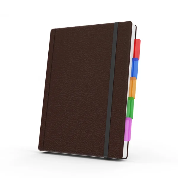 Notebook s hnědá kůže — Stock fotografie