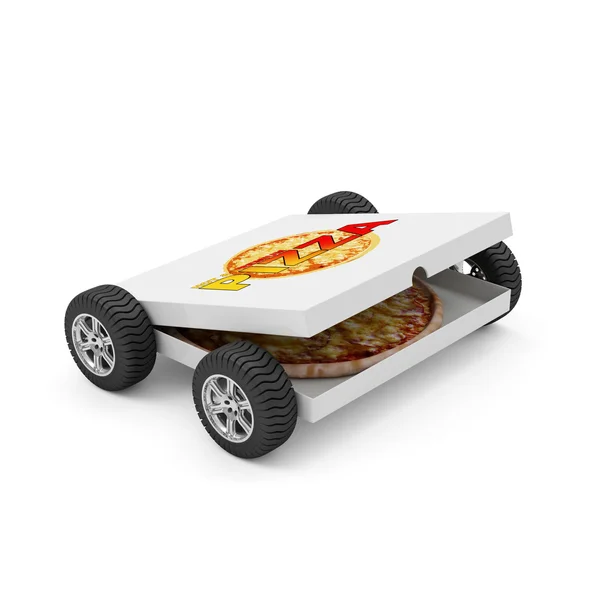 Pizza Box  on Wheels — Stock Photo, Image