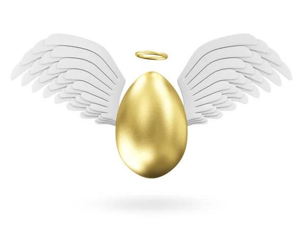Gouden ei met Angel witte vleugels — Stockfoto