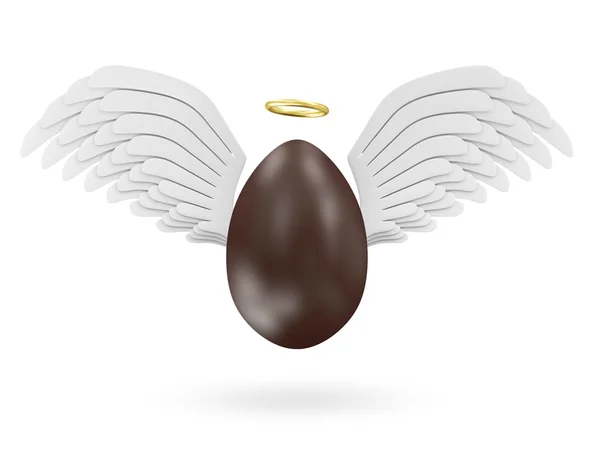 巧克力复活节彩蛋与天使的翅膀 — 图库照片