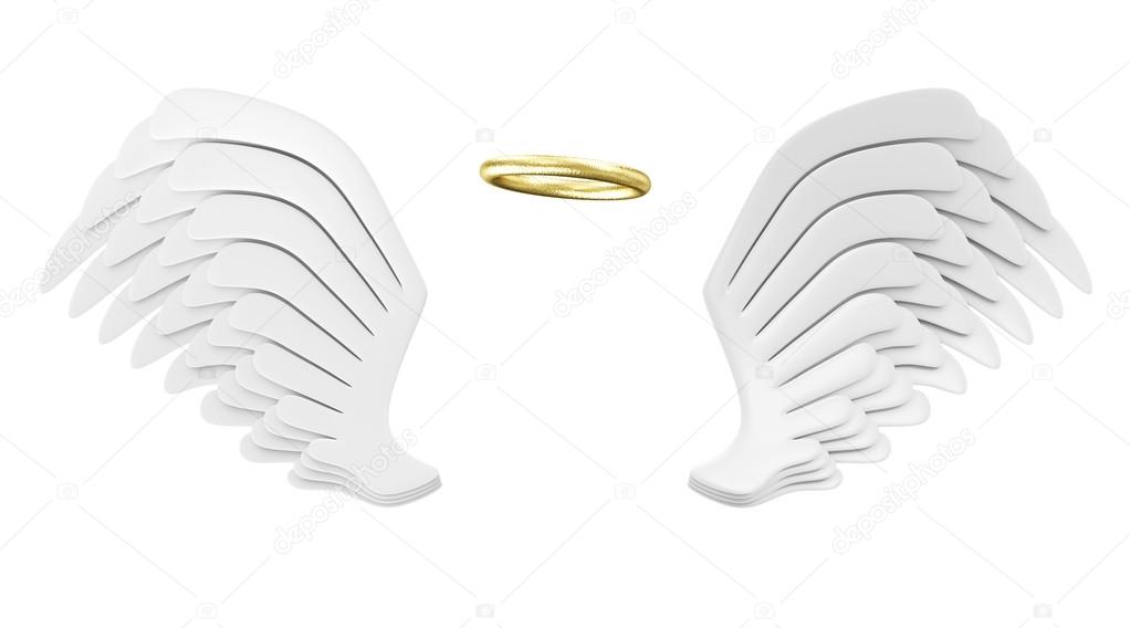 Angel White Wings with Golden Nimbus