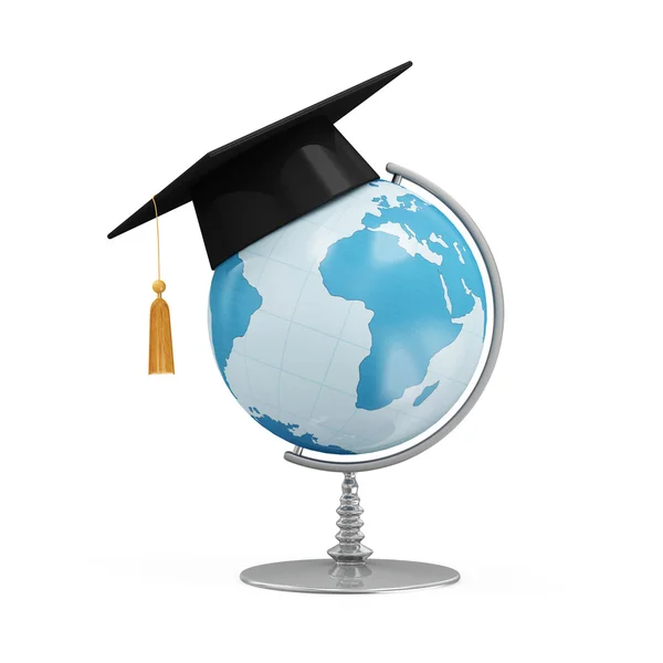 Desk Globe with Graduation Cap — Stock Photo, Image