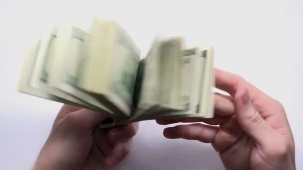 Mann zeigt Geld-Fan — Stockvideo