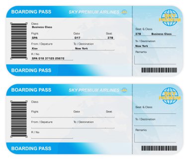uçak boarding pass biletleri