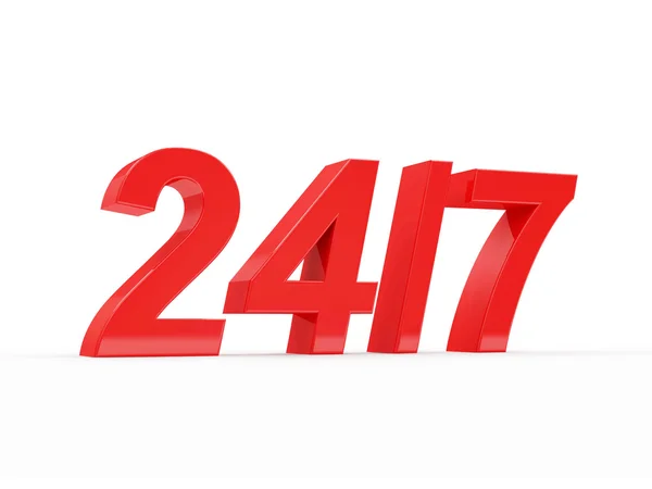 24-7 czerwony znak symbolu — Zdjęcie stockowe