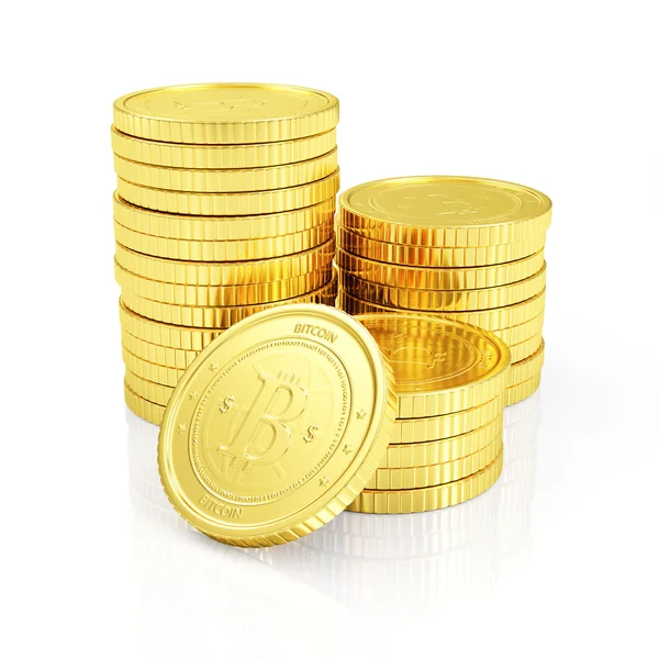 Stapel goldener Bitcoins Kryptowährung — Stockfoto