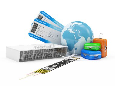 Bilet, Bagaj, Terminal ve yolcu uçak pist ile dünya Küre