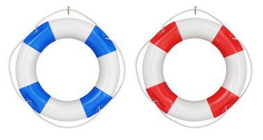 Kırmızı ve mavi Lifebuoys