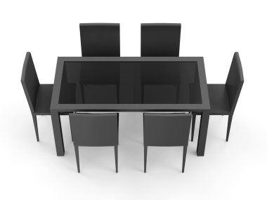 Modern siyah masa ve sandalyeler