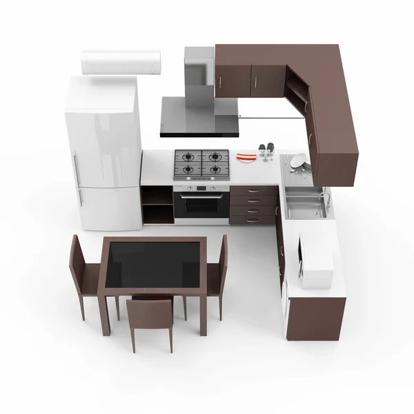 Modern Kitchen 3D Interior — Stock Photo, Image