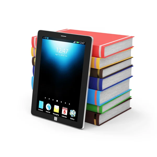 Libri con Tablet PC moderno — Foto Stock