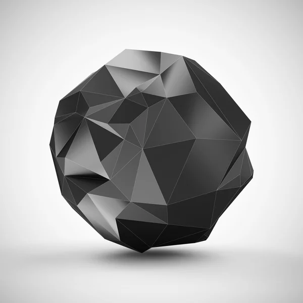 Polygonal or Lowpoly Black Sphere — Stock Photo, Image