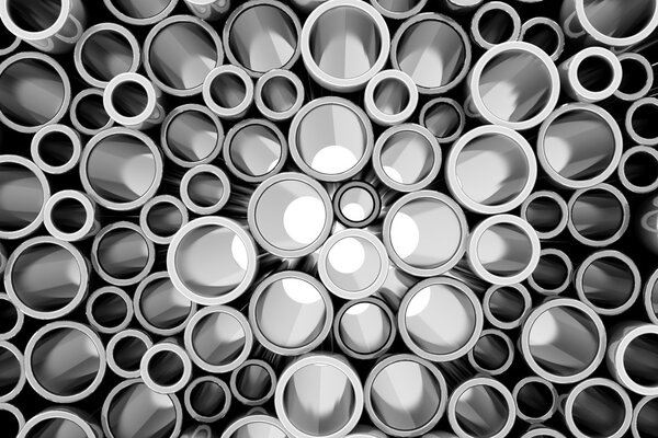 Stack of Steel Metal Tubes