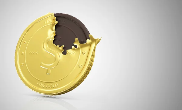 Moneda abierta de chocolate dorado — Foto de Stock