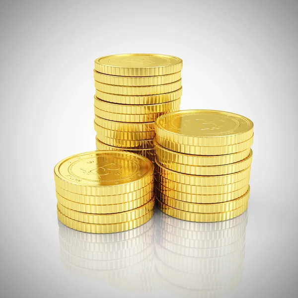 Stapel gouden Bitcoins Stockfoto