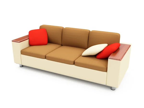 Modern soffa i ljusa toner med kuddar — Stockfoto