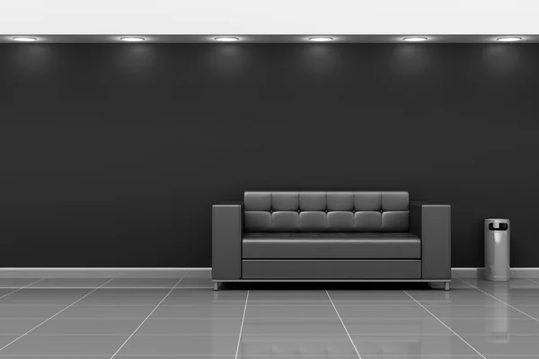 Інтер'єр залу сучасного з шкіряний диван — стокове фото