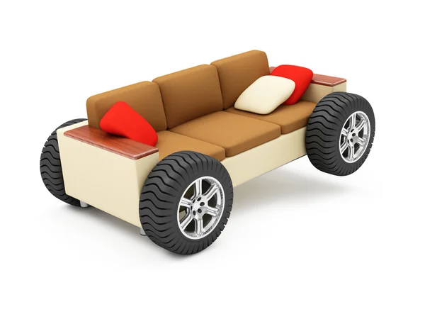 Modern Sofa on Wheels with Pillows — Stock Photo, Image