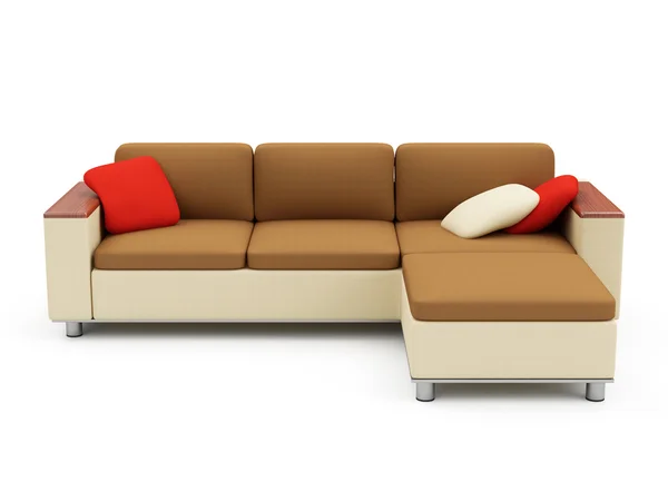 Nowoczesne Sofa w jasnych kolorach z poduszki — Zdjęcie stockowe