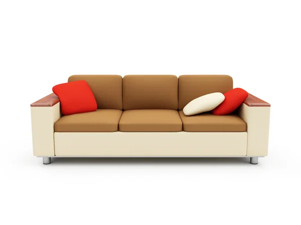 Nowoczesne Sofa w jasnych kolorach z poduszki — Zdjęcie stockowe