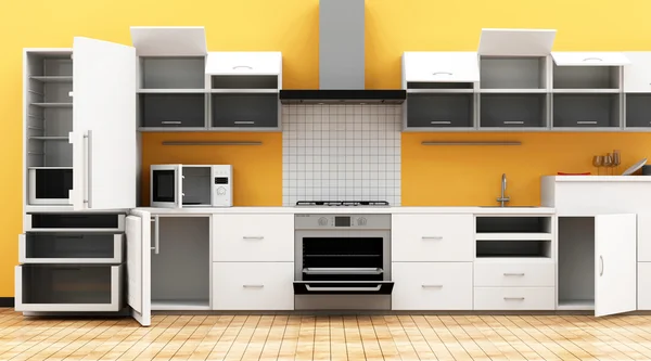 浅色调的现代厨房室内 — 图库照片