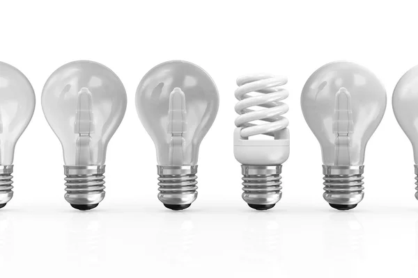 Fluorescent Light Bulb and Light Bulbs — Stock Photo, Image